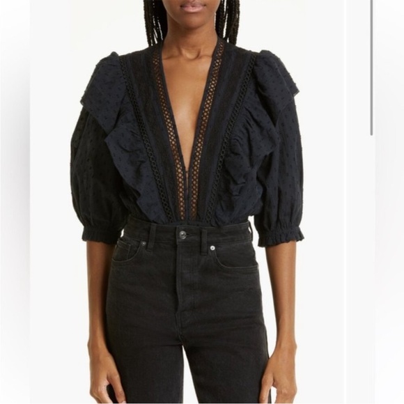 Farm Rio Black Ruffled Women's Top - Picture 2 of 4